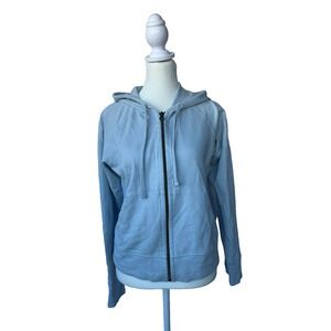 James Perse Standard Dusty Blue Hoodie Jacket Womens Size 2 Full Zip Minimalist